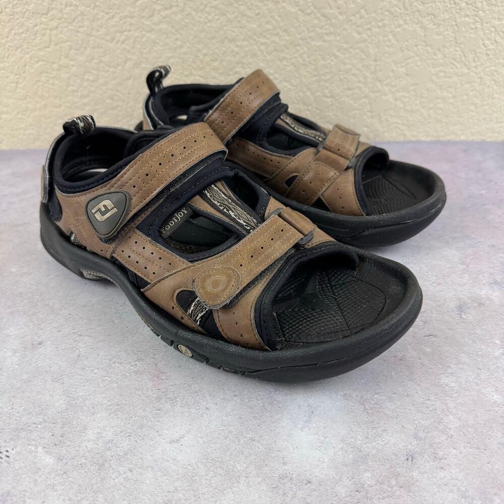 FootJoy Golf Sandals Mens US 9 M Brown Leather Spiked Golf Adjustable 45493